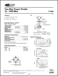 T-1000BNC datasheet: 10-1000 MHz, two-way power divider T-1000BNC