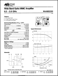 MAAM02350 datasheet: 0.2-0.3 GHz, Wide band GaAs MMIC amplifier MAAM02350