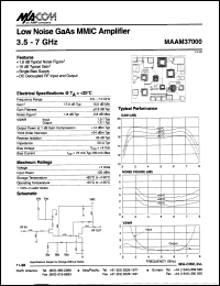 MAAM37000 datasheet: 3.5-7 GHz, low noise GaAs MMIC amplifier MAAM37000