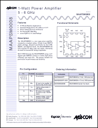 MAAPSM0008TR datasheet: 5-6 GHz,1 Watt power amplifier MAAPSM0008TR