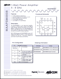 MAAPSM0008SMB datasheet: 5-6 GHz,1 Watt power amplifier MAAPSM0008SMB