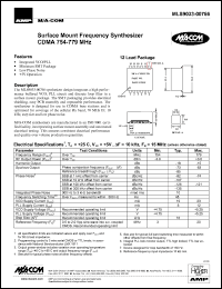 MLS9033-00766 datasheet: 754-779 MHz, Surface mount frequency synthesizer CDMA MLS9033-00766
