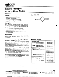 MA40089 datasheet: 9.375 GHz, Stripline packaged schottky mixer diode MA40089