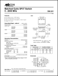 SW-241 datasheet: 5-2000 MHz,  matched GaAs SP3T  switch SW-241