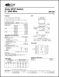 SW-255 datasheet: 5-2000 MHz,   GaAs SP4T  switch SW-255
