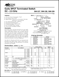 SW-339RTR datasheet: DC-2.5 GHz,   GaAs SPDT  terminated switch SW-339RTR