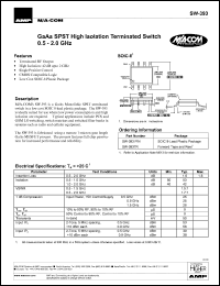 SW-393TR datasheet: 0.5-2 GHz, GaAs SPST high isolation terminated  switch SW-393TR