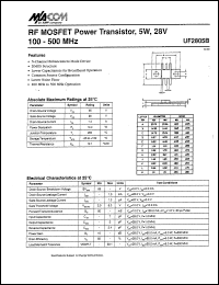 UF2805B datasheet: 100-500 MHz, 5 W, 28 V, RF MOSFET power transistor UF2805B