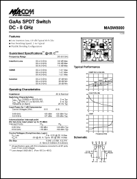 MASW8000 datasheet: DC-8 GHz GaAs SPDT switch MASW8000