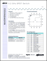 MASWSM0002TR datasheet: 5.2 GHz  SPDT switch MASWSM0002TR