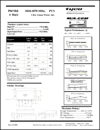 PA1163 datasheet: 1810-1870 MHz, 4 Watt, ultra linear power amplifier PA1163