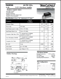 PAW588 datasheet: 40-550 MHz,CATV ultra linear  amplifier PAW588