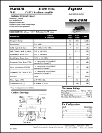 PAW887B datasheet: 40-860 MHz,CATV ultra linear  amplifier PAW887B