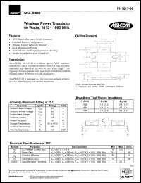 PH1617-60 datasheet: 1615-1685 MHz,60 Watt, wireless power transistor PH1617-60