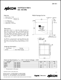 SW-461 datasheet: 800-900 MHz, 4 x 6 RF switch matrix SW-461