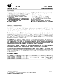 UT52L1616MC-8 datasheet: Access time: 6 ns, 1 M x 16 Bit SDRAM UT52L1616MC-8