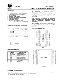 UT61256CLS-10 datasheet: Access time: 10 ns, 32 K x 8 Bit high speed CMOS SRAM UT61256CLS-10