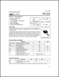 IRCZ24 datasheet: HEXFET power MOSFET. VDSS = 55V, RDS(on) = 0.040 Ohm, ID = 26A. IRCZ24