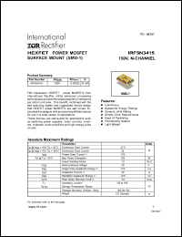 IRF5N3415 datasheet: HEXFET power MOSFET surface mount. BVDSS = 150V, RDS(on) = 0.042 Ohm, ID = 37.5A IRF5N3415