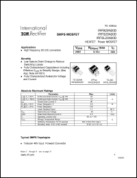 IRFS23N20D datasheet: HEXFET power MOSFET. VDSS = 200V, RDS(on) = 0.10 Ohm, ID = 24A IRFS23N20D