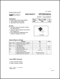 IRFB9N65A datasheet: HEXFET power MOSFET. VDSS = 650V, RDS(on) = 0.93 Ohm, ID = 8.5A IRFB9N65A