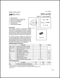 IRFL4105 datasheet: HEXFET power MOSFET. VDSS = 55V, RDS(on) = 0.045 Ohm, ID = 3.7A IRFL4105