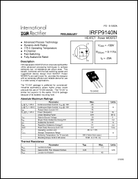 IRFP9140N datasheet: HEXFET power MOSFET. VDSS = -100 V, RDS(on) = 0.117 Ohm, ID = -23 A IRFP9140N
