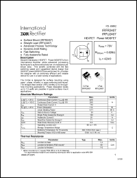 IRFU2407 datasheet: HEXFET power MOSFET. VDSS = 75V, RDS(on) = 0.026 Ohm, ID = 42A IRFU2407