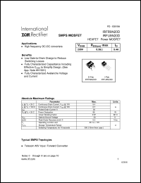 IRFR9N20D datasheet: HEXFET power MOSFET. VDSS = 200V, RDS(on) = 0.38 Ohm, ID = 9.4A IRFR9N20D