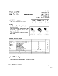 IRFB33N15D datasheet: HEXFET power MOSFET. VDSS = 150V, RDS(on) = 0.056 Ohm, ID = 33A IRFB33N15D