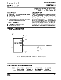 IRU1010-25CS datasheet: 1A low dropout positive fixed 2.5V regulator IRU1010-25CS