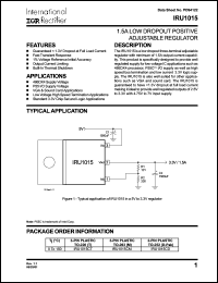 IRU1015CM datasheet: 1.5A low dropout positive adjustable regulator IRU1015CM