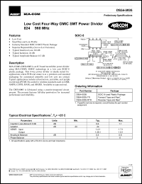 DS54-0005-TR datasheet: 824-960 MHz, Low cost four-way  GMIC SMT power divider DS54-0005-TR