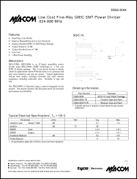 DS55-0004-TR datasheet: 824-896 MHz, Low cost five-way  GMIC SMT power divider DS55-0004-TR