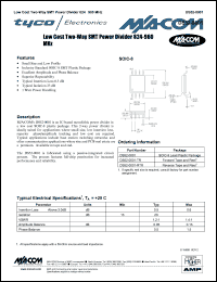 DS52-0001-RTR datasheet: 824-960 MHz, Low cost two-way SMT power divider DS52-0001-RTR