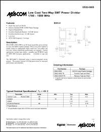 DS52-0005-RTR datasheet: 1700-1900 MHz, Low cost two-way SMT power divider DS52-0005-RTR