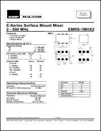 EMRS-1MHX2 datasheet: 2-500 MHz,surface mount mixer EMRS-1MHX2