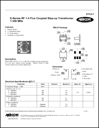 ETC4-1 datasheet: 1-350 MHz,RF 1:4 flux coupled step-up transformer ETC4-1