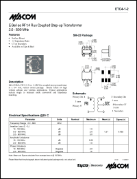 ETC4-1-2 datasheet: 2-800 MHz,RF 1:4 flux coupled step-up transformer ETC4-1-2