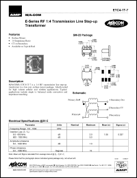 ETC4-1T-7 datasheet: 6-1000 MHz,  RF 1:4 transformer transmission line step-up ETC4-1T-7