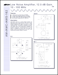 AM-162PIN datasheet: 10-100 MHz, low noise amplifier, 12.5 dB gain AM-162PIN