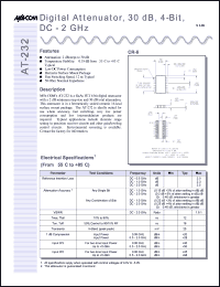 AT-232PIN datasheet: DC-2 GHz, 30 dB, 4-bit, digital attenuator AT-232PIN