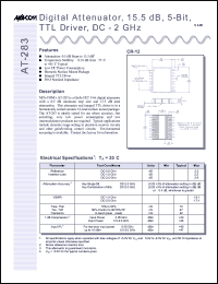 AT-283PIN datasheet: DC-2 GHz, 15.5 dB, 5-bit, digital attenuator, TTL driver AT-283PIN