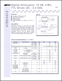 AT65-0413-TB datasheet: DC-3 GHz, digital  attenuator, 15 dB, 4-bit, TTL driver AT65-0413-TB