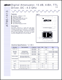 AT90-1413TR datasheet: DC-4 GHz, digital  attenuator, 15 dB, 4-bit, TTL driver AT90-1413TR