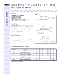 DR65-0001TR datasheet: Quad driver for GaAs switches and attenuator DR65-0001TR