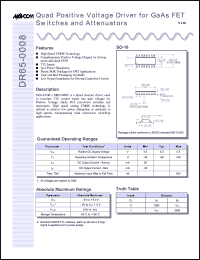 DR65-0008-TR datasheet: Quad positive voltage driver for GaAs FET switches and attenuator DR65-0008-TR