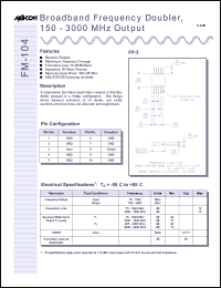 FM-104 datasheet: 150-3000 MHz output, broadband frequency doubler FM-104