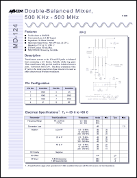 MD-124PIN datasheet: 500 KHz-500 MHz,  double-balanced mixer MD-124PIN