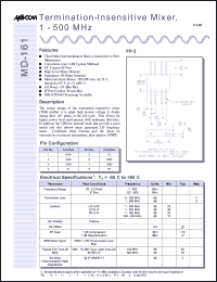 MD-161PIN datasheet: 1-500 MHz,  termination-insensitive mixer MD-161PIN